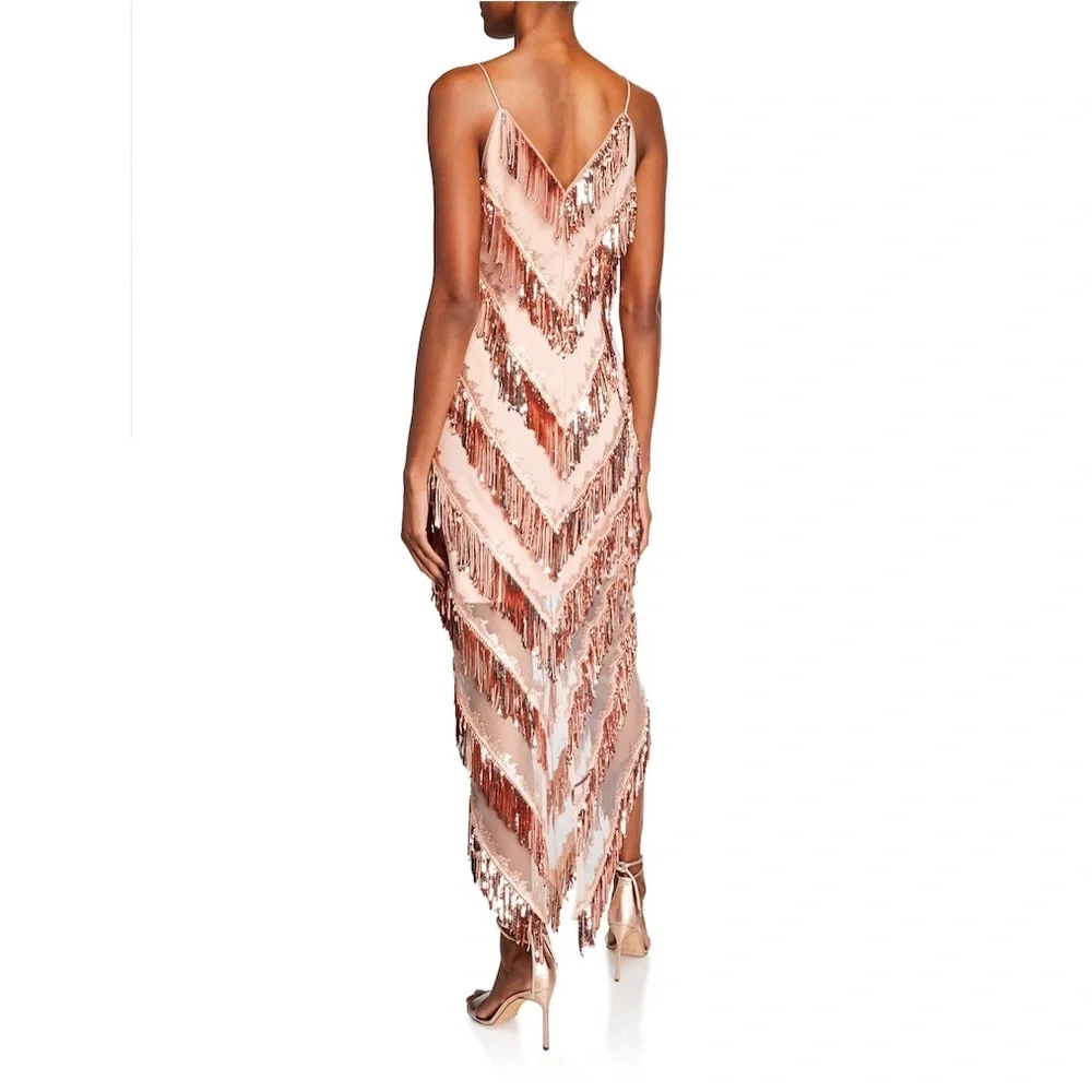 Aidan Mattox Blush Fringe Wedding Dress - Picture 3 of 4